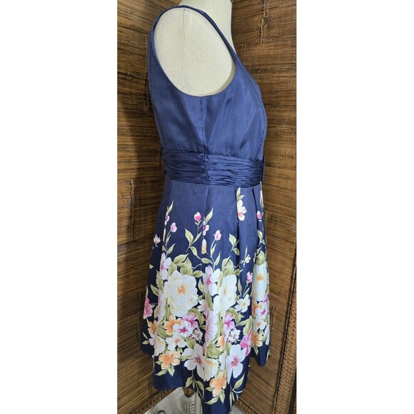 Cold Water Creek Fit And Flare Dress Navy & Floral Size 12P - Picture 5 of 8
